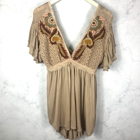 [Free People] Tan Fiesta Nueva Tunic - Picture 7 of 8